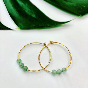 STORE GYLDNE HOOPS MED AVENTURIN