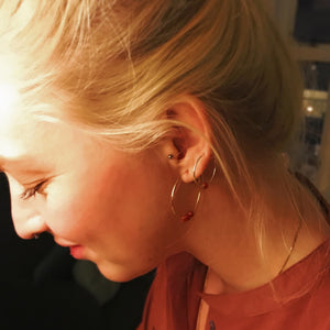 STORE SØLV HOOPS MED AVENTURIN